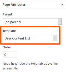 User content list page