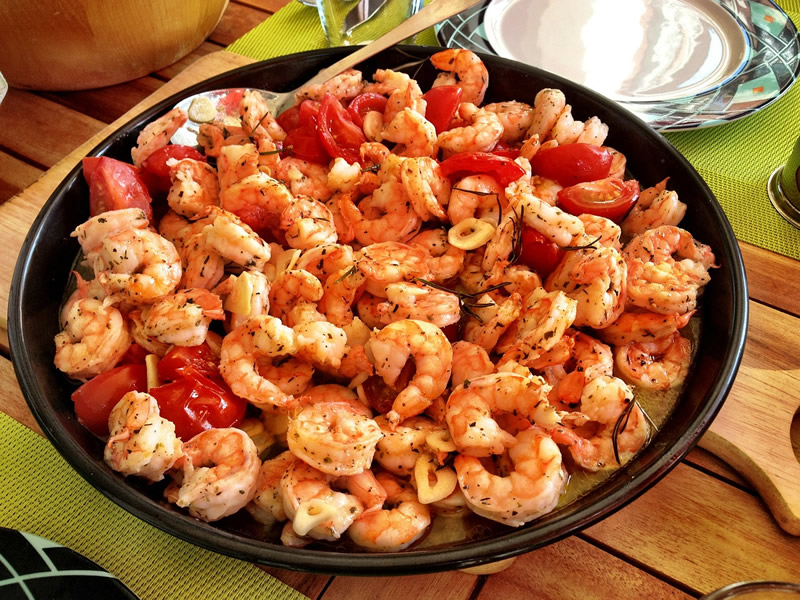 Spicy Morroccan prawns with cherry tomatoes